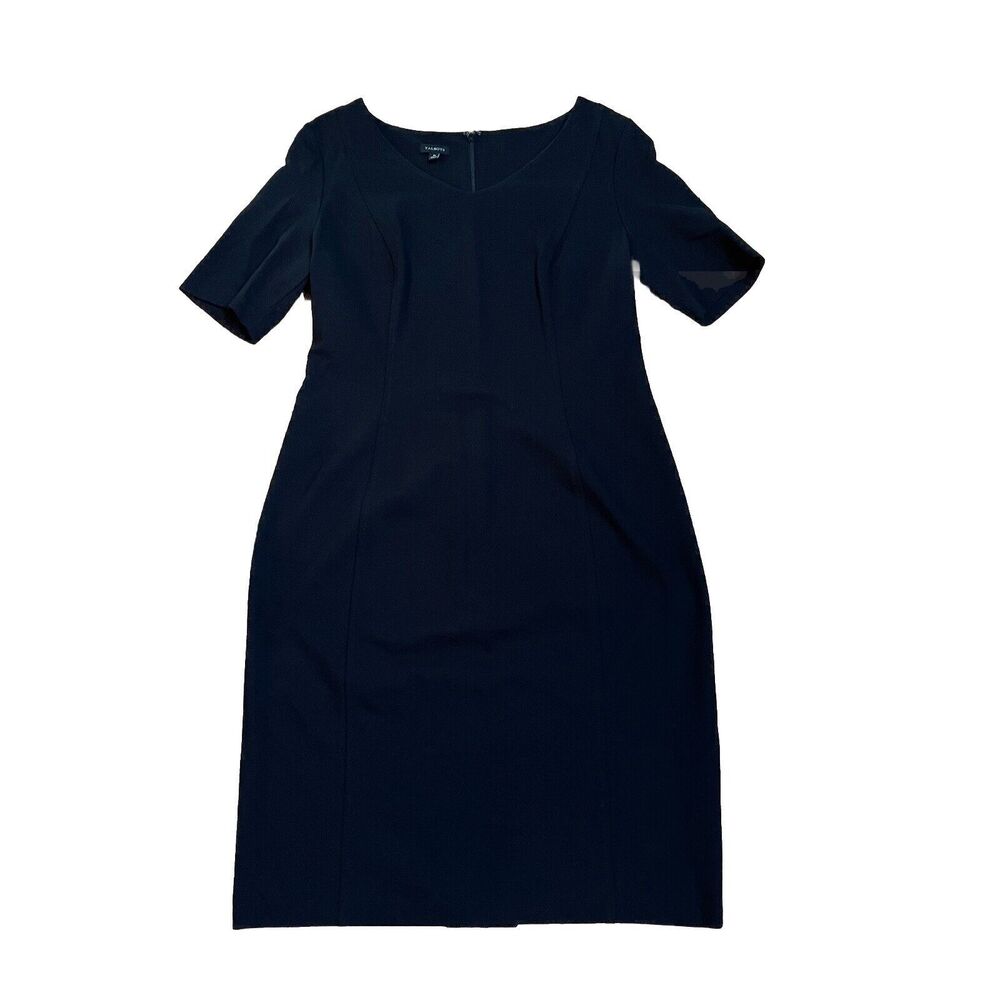 Talbots Ponte Knit Short Sleeve Sheath Dress Womens Size 10 Black Career Office